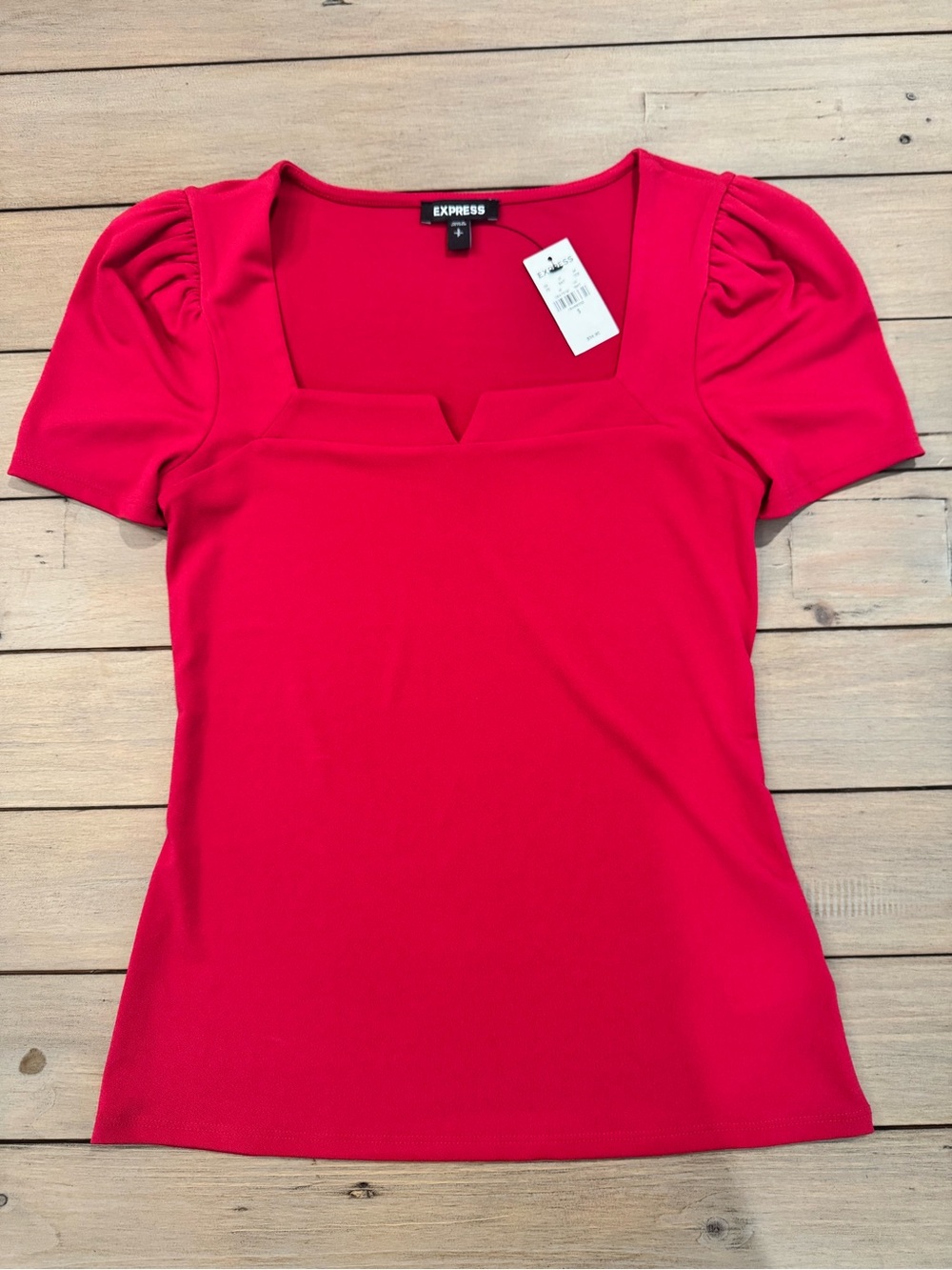 Express Magenta Pink Square Neck Puff Sleeve Tee NWTs